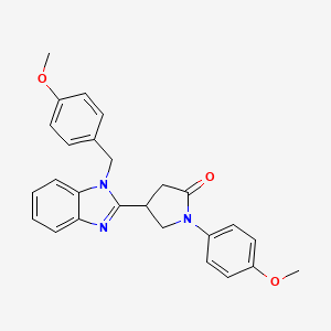 1-(4-methoxyphenyl)-4-{1-[(4-methoxyphenyl)methyl]-1H-1,3-benzodiazol-2-yl}pyrrolidin-2-one - 912903-04-9