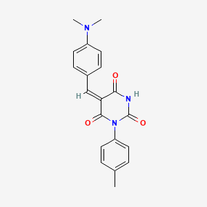 (5E)-5-[4-(dimethylamino)benzylidene]-1-(4-methylphenyl)pyrimidine-2,4,6(1H,3H,5H)-trione - 330845-05-1