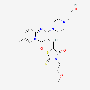 (Z)-5-((2-(4-(2-hydroxyethyl)piperazin-1-yl)-7-methyl-4-oxo-4H-pyrido[1,2-a]pyrimidin-3-yl)methylene)-3-(2-methoxyethyl)-2-thioxothiazolidin-4-one - 488746-02-7