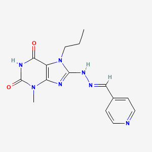 (E)-3-methyl-7-propyl-8-(2-(pyridin-4-ylmethylene)hydrazinyl)-1H-purine-2,6(3H,7H)-dione - 713086-80-7