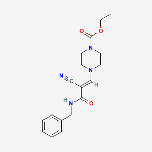 (E)-ethyl 4-(3-(benzylamino)-2-cyano-3-oxoprop-1-en-1-yl)piperazine-1-carboxylate - 885179-66-8