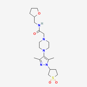 2-(4-(1-(1,1-dioxidotetrahydrothiophen-3-yl)-3,5-dimethyl-1H-pyrazol-4-yl)piperazin-1-yl)-N-((tetrahydrofuran-2-yl)methyl)acetamide - 1351659-43-2