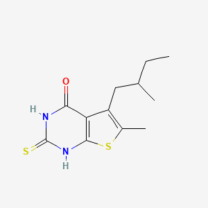 6-methyl-5-(2-methylbutyl)-2-sulfanyl-3H,4H-thieno[2,3-d]pyrimidin-4-one - 851116-59-1