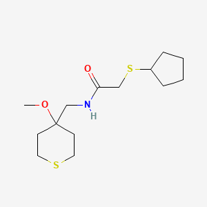 2-(cyclopentylthio)-N-((4-methoxytetrahydro-2H-thiopyran-4-yl)methyl)acetamide - 2034398-23-5