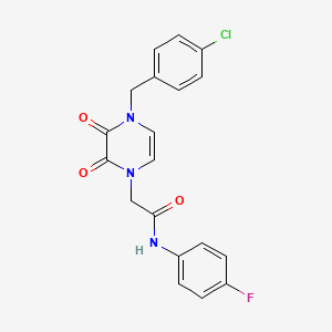 2-{4-[(4-chlorophenyl)methyl]-2,3-dioxo-1,2,3,4-tetrahydropyrazin-1-yl}-N-(4-fluorophenyl)acetamide - 899942-49-5