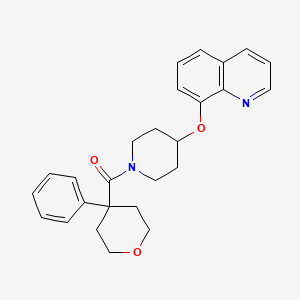 (4-phenyltetrahydro-2H-pyran-4-yl)(4-(quinolin-8-yloxy)piperidin-1-yl)methanone - 1904419-68-6