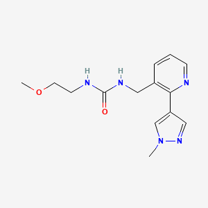 1-(2-methoxyethyl)-3-((2-(1-methyl-1H-pyrazol-4-yl)pyridin-3-yl)methyl)urea - 2034493-65-5