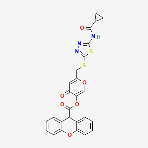 6-(((5-(cyclopropanecarboxamido)-1,3,4-thiadiazol-2-yl)thio)methyl)-4-oxo-4H-pyran-3-yl 9H-xanthene-9-carboxylate - 896010-39-2