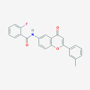 2-fluoro-N-[2-(3-methylphenyl)-4-oxo-4H-chromen-6-yl]benzamide - 923156-91-6