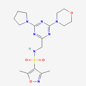 3,5-dimethyl-N-((4-morpholino-6-(pyrrolidin-1-yl)-1,3,5-triazin-2-yl)methyl)isoxazole-4-sulfonamide - 2034409-60-2