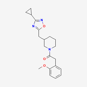 1-(3-((3-Cyclopropyl-1,2,4-oxadiazol-5-yl)methyl)piperidin-1-yl)-2-(2-methoxyphenyl)ethanone - 1705128-26-2