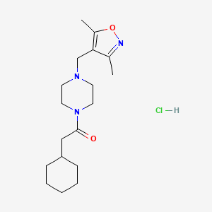2-Cyclohexyl-1-(4-((3,5-dimethylisoxazol-4-yl)methyl)piperazin-1-yl)ethanone hydrochloride - 1396849-20-9