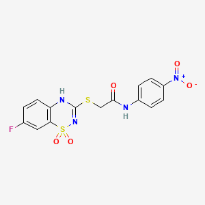 2-[(7-fluoro-1,1-dioxo-4H-1lambda6,2,4-benzothiadiazin-3-yl)sulfanyl]-N-(4-nitrophenyl)acetamide - 899734-48-6