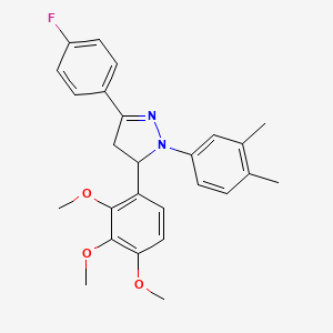 1-(3,4-dimethylphenyl)-3-(4-fluorophenyl)-5-(2,3,4-trimethoxyphenyl)-4,5-dihydro-1H-pyrazole - 301194-34-3