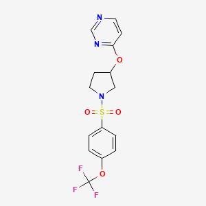 4-((1-((4-(Trifluoromethoxy)phenyl)sulfonyl)pyrrolidin-3-yl)oxy)pyrimidine - 2034523-20-9