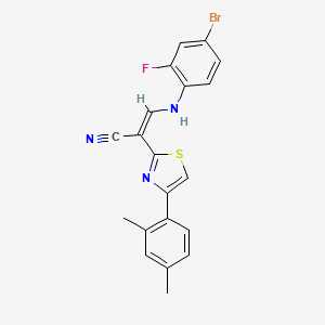 (Z)-3-((4-bromo-2-fluorophenyl)amino)-2-(4-(2,4-dimethylphenyl)thiazol-2-yl)acrylonitrile - 477298-62-7