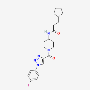 3-cyclopentyl-N-(1-(1-(4-fluorophenyl)-1H-1,2,3-triazole-4-carbonyl)piperidin-4-yl)propanamide - 1251556-51-0