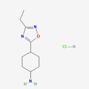 4-(3-Ethyl-1,2,4-oxadiazol-5-yl)cyclohexan-1-amine hydrochloride - 1803610-31-2