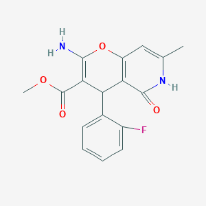 methyl 2-amino-4-(2-fluorophenyl)-7-methyl-5-oxo-5,6-dihydro-4H-pyrano[3,2-c]pyridine-3-carboxylate - 883488-81-1