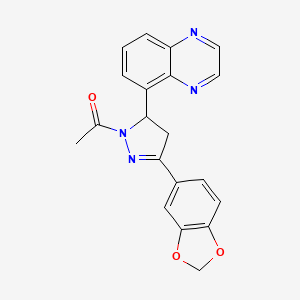 1-(3-(benzo[d][1,3]dioxol-5-yl)-5-(quinoxalin-5-yl)-4,5-dihydro-1H-pyrazol-1-yl)ethanone - 946378-93-4