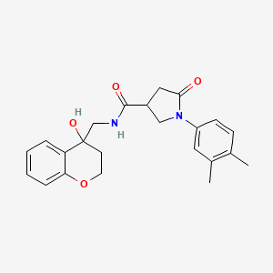 1-(3,4-dimethylphenyl)-N-((4-hydroxychroman-4-yl)methyl)-5-oxopyrrolidine-3-carboxamide - 1396810-12-0