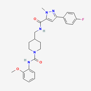 4-((3-(4-fluorophenyl)-1-methyl-1H-pyrazole-5-carboxamido)methyl)-N-(2-methoxyphenyl)piperidine-1-carboxamide - 1396869-72-9