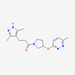 3-(3,5-dimethyl-1H-pyrazol-4-yl)-1-(3-((6-methylpyridazin-3-yl)oxy)pyrrolidin-1-yl)propan-1-one - 2034203-95-5