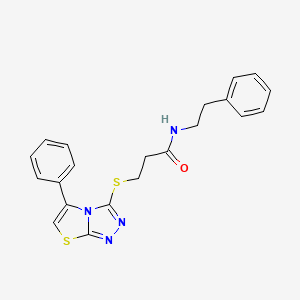 3-({5-PHENYL-[1,2,4]TRIAZOLO[3,4-B][1,3]THIAZOL-3-YL}SULFANYL)-N-(2-PHENYLETHYL)PROPANAMIDE - 671199-81-8