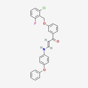 (2E)-1-{3-[(2-chloro-6-fluorophenyl)methoxy]phenyl}-3-[(4-phenoxyphenyl)amino]prop-2-en-1-one - 478039-76-8