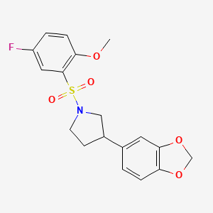 3-(Benzo[d][1,3]dioxol-5-yl)-1-((5-fluoro-2-methoxyphenyl)sulfonyl)pyrrolidine - 2034597-69-6