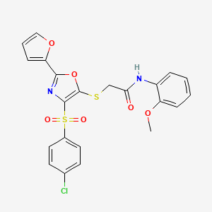 2-[[4-(4-chlorophenyl)sulfonyl-2-(furan-2-yl)-1,3-oxazol-5-yl]sulfanyl]-N-(2-methoxyphenyl)acetamide - 686737-95-1