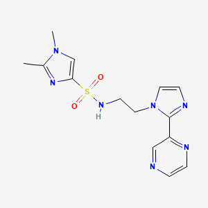 1,2-dimethyl-N-(2-(2-(pyrazin-2-yl)-1H-imidazol-1-yl)ethyl)-1H-imidazole-4-sulfonamide - 2034587-61-4
