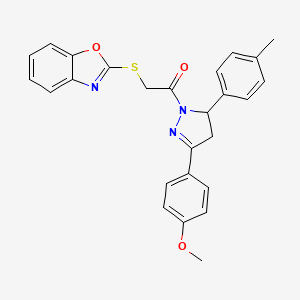 2-(benzo[d]oxazol-2-ylthio)-1-(3-(4-methoxyphenyl)-5-(p-tolyl)-4,5-dihydro-1H-pyrazol-1-yl)ethanone - 403836-88-4