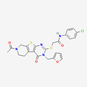 2-[[11-acetyl-4-(furan-2-ylmethyl)-3-oxo-8-thia-4,6,11-triazatricyclo[7.4.0.02,7]trideca-1(9),2(7),5-trien-5-yl]sulfanyl]-N-(4-chlorophenyl)acetamide - 1216506-86-3