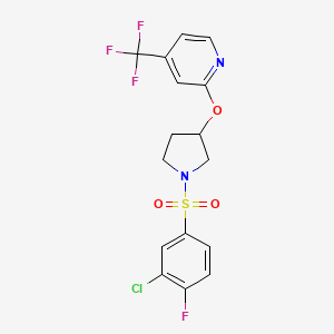 2-((1-((3-Chloro-4-fluorophenyl)sulfonyl)pyrrolidin-3-yl)oxy)-4-(trifluoromethyl)pyridine - 2034431-74-6
