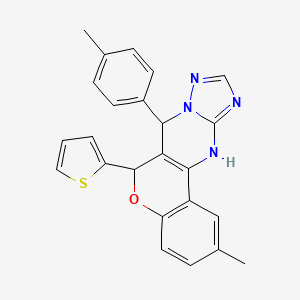 2-methyl-6-(thiophen-2-yl)-7-(p-tolyl)-7,12-dihydro-6H-chromeno[4,3-d][1,2,4]triazolo[1,5-a]pyrimidine - 868147-25-5