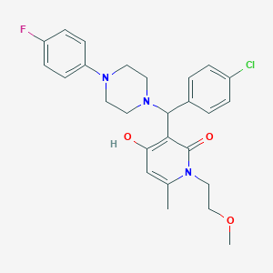3-((4-chlorophenyl)(4-(4-fluorophenyl)piperazin-1-yl)methyl)-4-hydroxy-1-(2-methoxyethyl)-6-methylpyridin-2(1H)-one - 897735-17-0