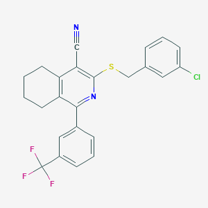 3-[(3-Chlorobenzyl)sulfanyl]-1-[3-(trifluoromethyl)phenyl]-5,6,7,8-tetrahydro-4-isoquinolinecarbonitrile - 692287-38-0