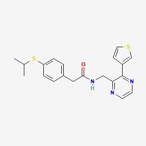 2-(4-(isopropylthio)phenyl)-N-((3-(thiophen-3-yl)pyrazin-2-yl)methyl)acetamide - 2034538-10-6