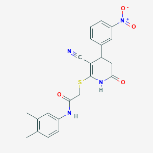 2-{[3-cyano-4-(3-nitrophenyl)-6-oxo-1,4,5,6-tetrahydropyridin-2-yl]sulfanyl}-N-(3,4-dimethylphenyl)acetamide - 683794-03-8