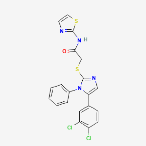 2-((5-(3,4-dichlorophenyl)-1-phenyl-1H-imidazol-2-yl)thio)-N-(thiazol-2-yl)acetamide - 1207041-24-4