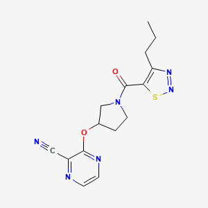 3-((1-(4-Propyl-1,2,3-thiadiazole-5-carbonyl)pyrrolidin-3-yl)oxy)pyrazine-2-carbonitrile - 2034449-92-6