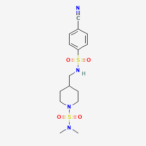 4-((4-cyanophenylsulfonamido)methyl)-N,N-dimethylpiperidine-1-sulfonamide - 2034601-79-9