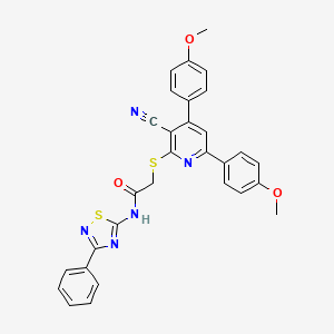 2-{[3-cyano-4,6-bis(4-methoxyphenyl)pyridin-2-yl]sulfanyl}-N-(3-phenyl-1,2,4-thiadiazol-5-yl)acetamide - 690960-94-2