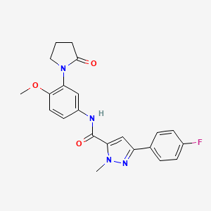 3-(4-fluorophenyl)-N-(4-methoxy-3-(2-oxopyrrolidin-1-yl)phenyl)-1-methyl-1H-pyrazole-5-carboxamide - 1396628-06-0