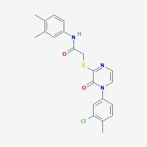 2-{[4-(3-chloro-4-methylphenyl)-3-oxo-3,4-dihydropyrazin-2-yl]sulfanyl}-N-(3,4-dimethylphenyl)acetamide - 899944-33-3