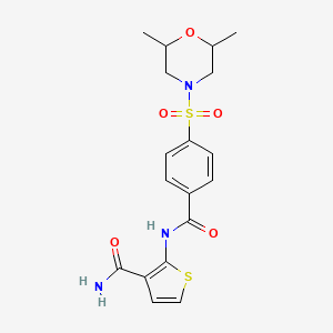 2-[[[4-[(2,6-Dimethyl-4-morpholinyl)sulfonyl]phenyl]-oxomethyl]amino]-3-thiophenecarboxamide - 864940-80-7