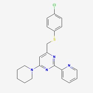 4-(((4-Chlorophenyl)sulfanyl)methyl)-6-piperidino-2-(2-pyridinyl)pyrimidine - 477866-90-3