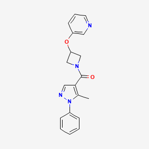(5-methyl-1-phenyl-1H-pyrazol-4-yl)(3-(pyridin-3-yloxy)azetidin-1-yl)methanone - 1903751-77-8