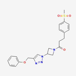 3-(4-(methylsulfonyl)phenyl)-1-(3-(4-(phenoxymethyl)-1H-1,2,3-triazol-1-yl)azetidin-1-yl)propan-1-one - 2034340-50-4
